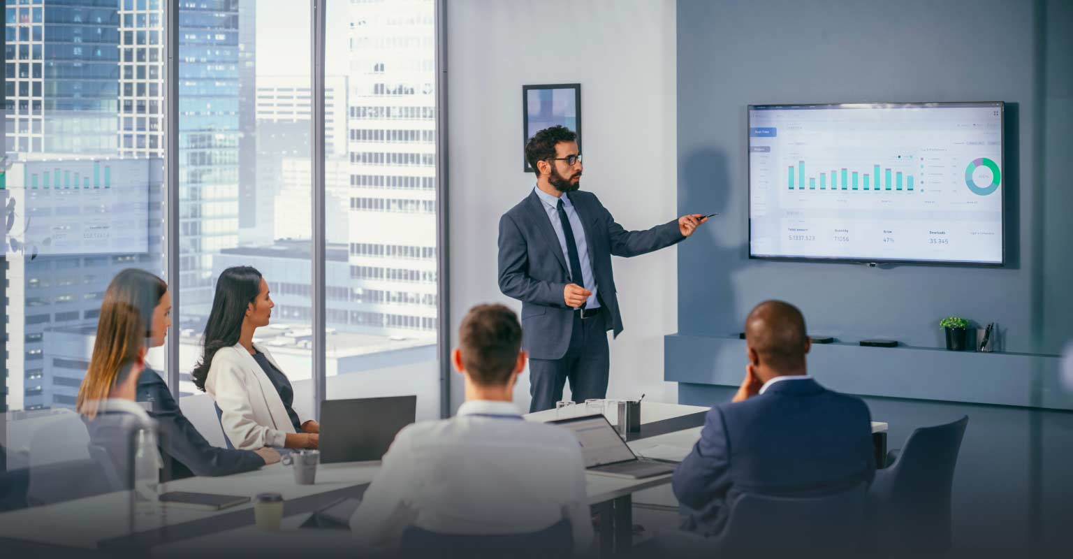 Team viewing a business presentation